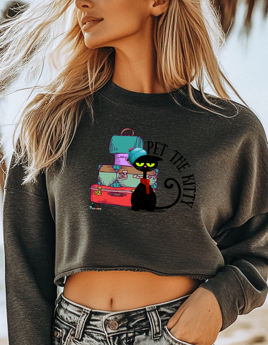 Pet The Kitty Women's Cropped Sweatshirt