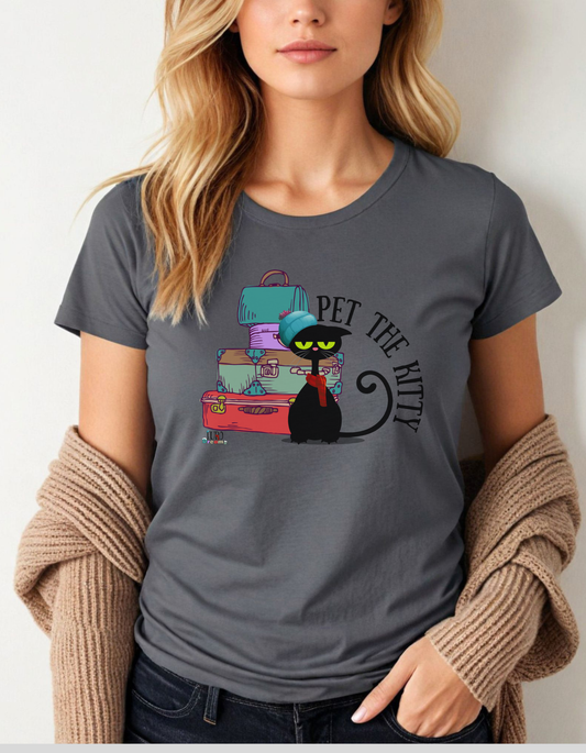 Pet The Kitty Premium Ladies Short Sleeve Shirt
