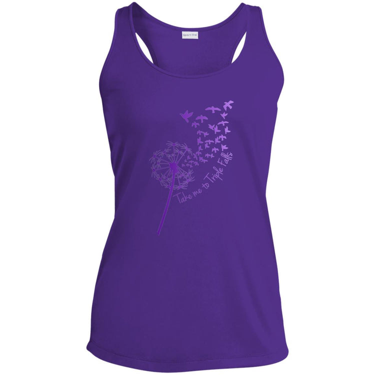 Take me to Triple Falls with Dandelion Ladies' Performance Racerback Tank