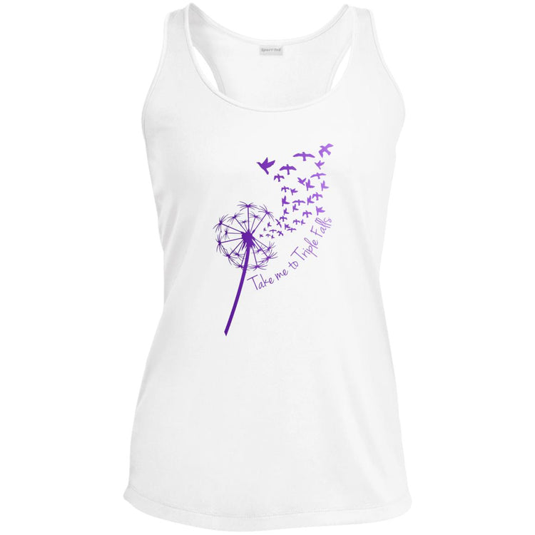 Take me to Triple Falls with Dandelion Ladies' Performance Racerback Tank