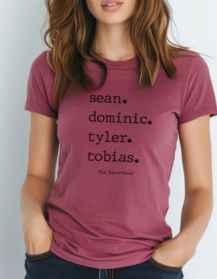 Sean. Dominic. Tyler. Tobias Ladies T-Shirt Front & Back Design