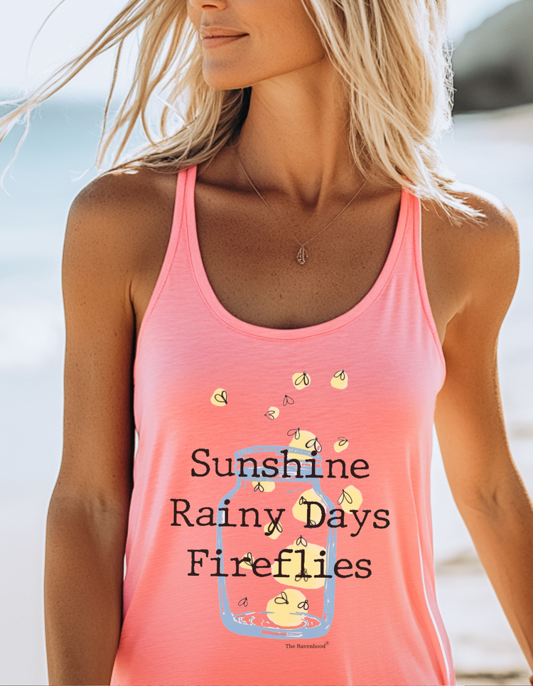 Sunshine Rainy Days Fireflies Racerback Tank Top