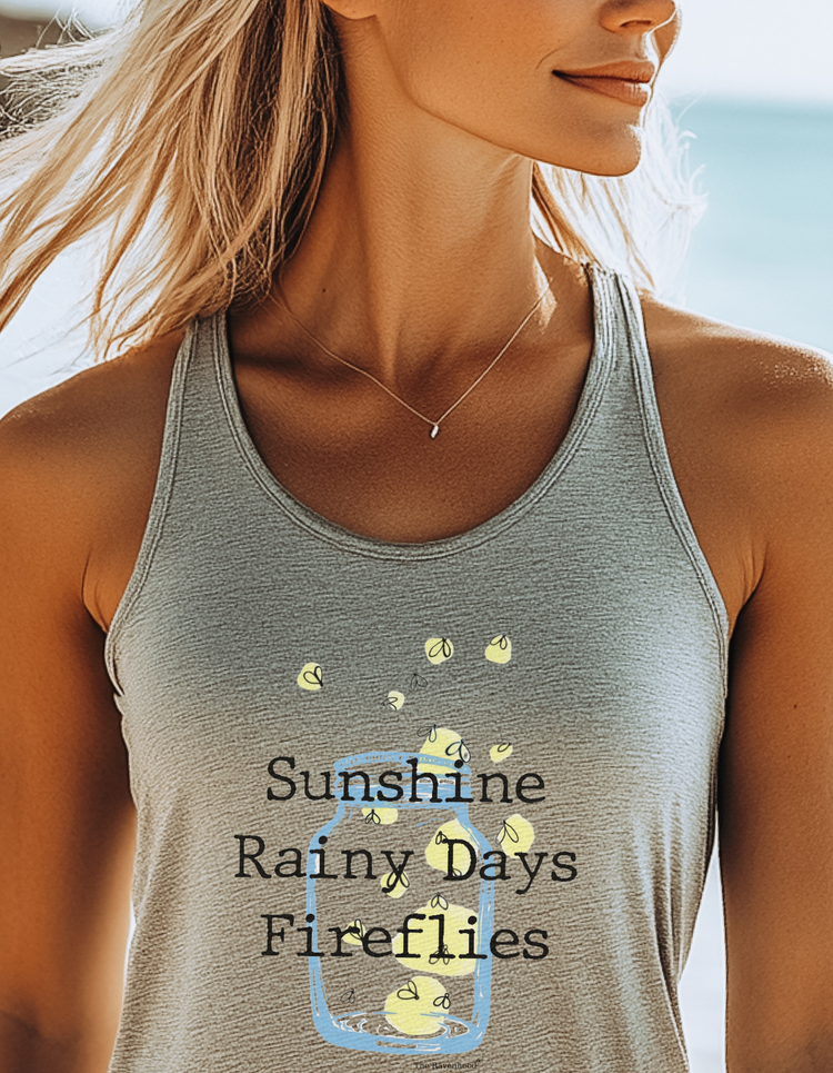 Sunshine Rainy Days Fireflies Racerback Tank Top