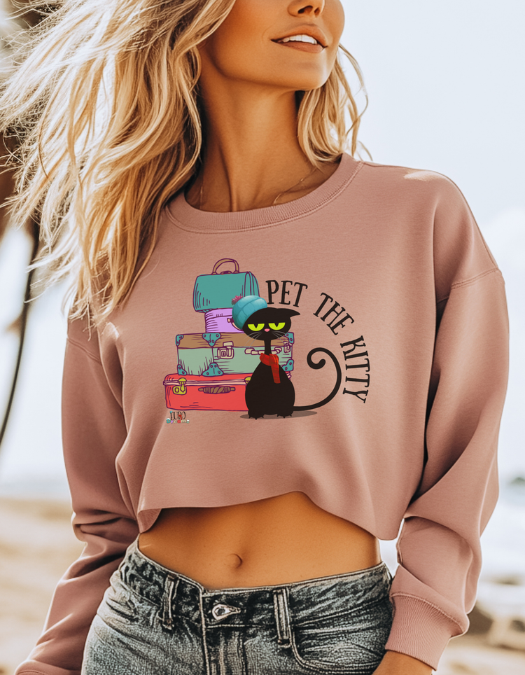 Pet The Kitty Women's Cropped Sweatshirt