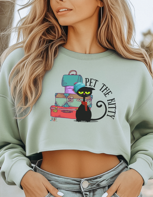 Pet The Kitty Women's Cropped Sweatshirt