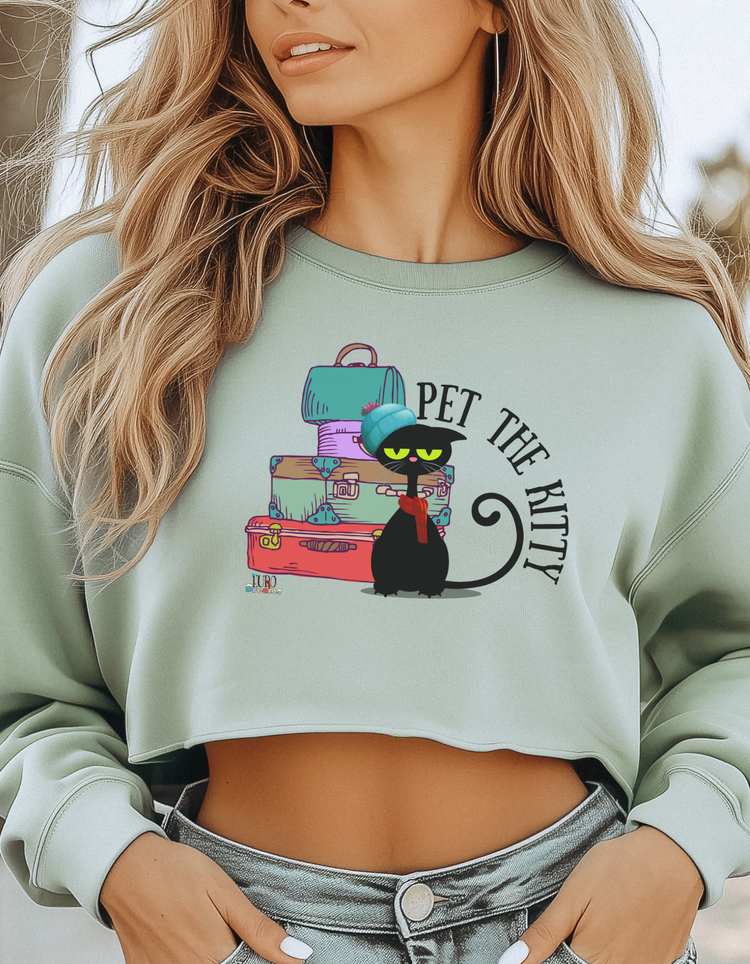 Pet The Kitty Women's Cropped Sweatshirt