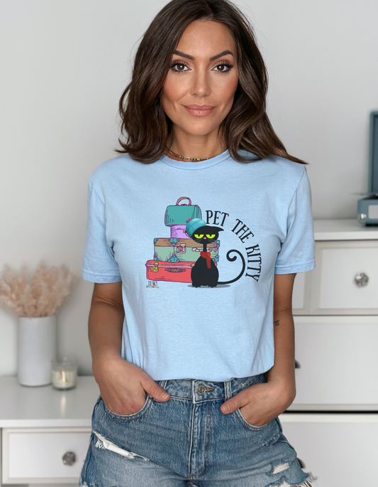 Pet The Kitty Premium Ladies Short Sleeve Shirt