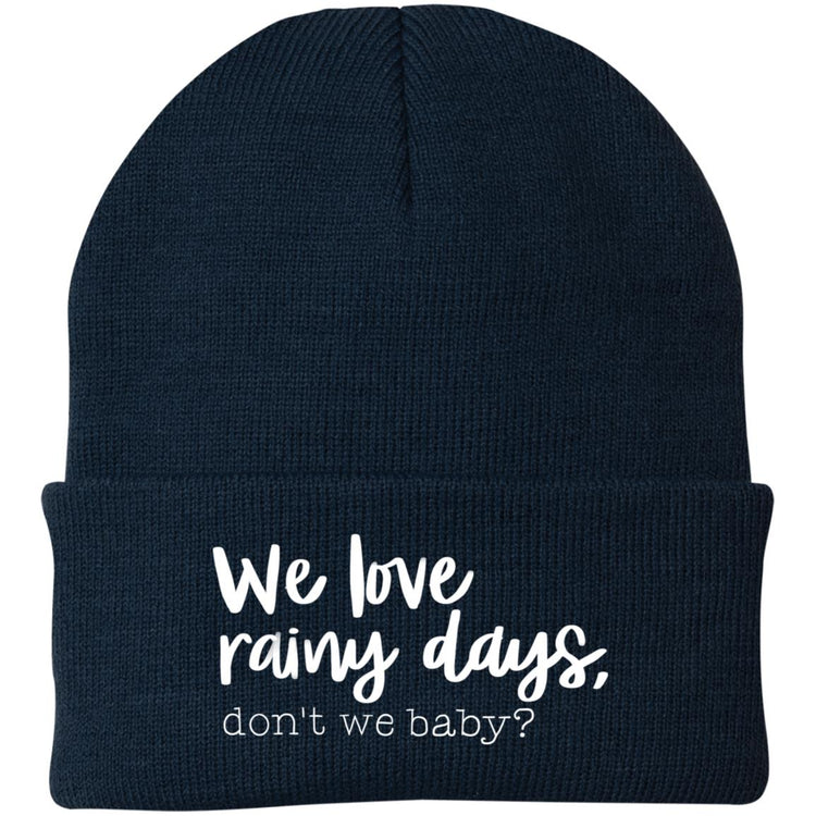 We love rainy days, don't we baby?  Embroidered Beanie