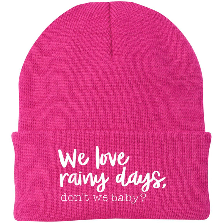 We love rainy days, don't we baby?  Embroidered Beanie