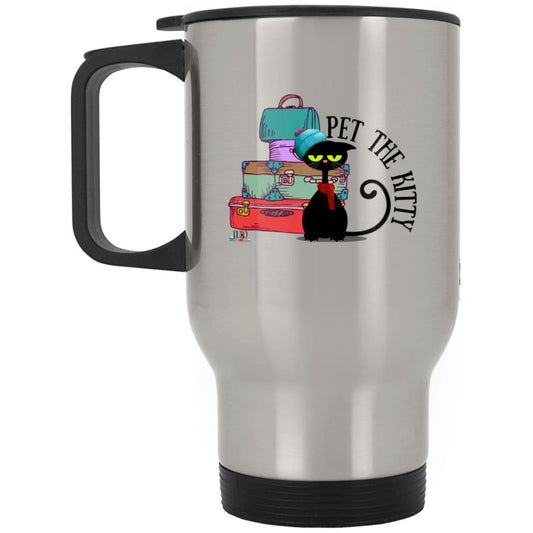 Pet the Kitty  Silver Stainless Travel Mug
