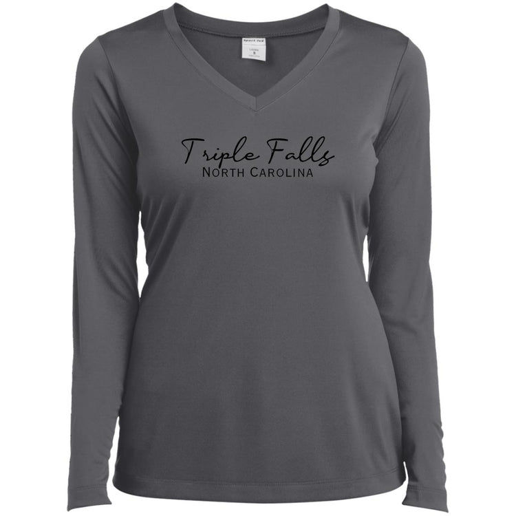 Triple Falls, North Carolina Ladies’ Long Sleeve Performance V-Neck Tee